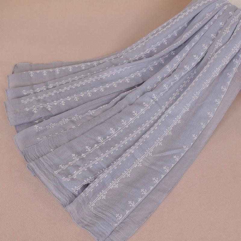 Cotton foam printed women's long scarf, monochrome cotton yarn popular scarf shawl
