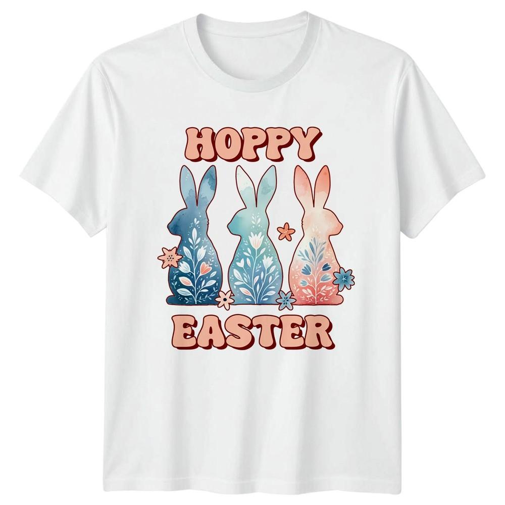 Hoppy Easter Unisexs TShirt Bunny Watercolor Groovy Spring Holiday S
