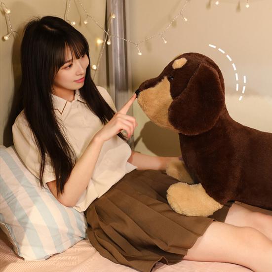 Realistic Dachshund Plush Toy Cute Sausage Dog Stuffed Animal Soft Comforting Companion Gift for Girls Kids