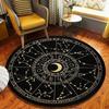 Mystical Astrology Round Rug Constellation Pattern Carpet Soft Non-Slip Circle Floor Decor Mat for Living Room Bedroom