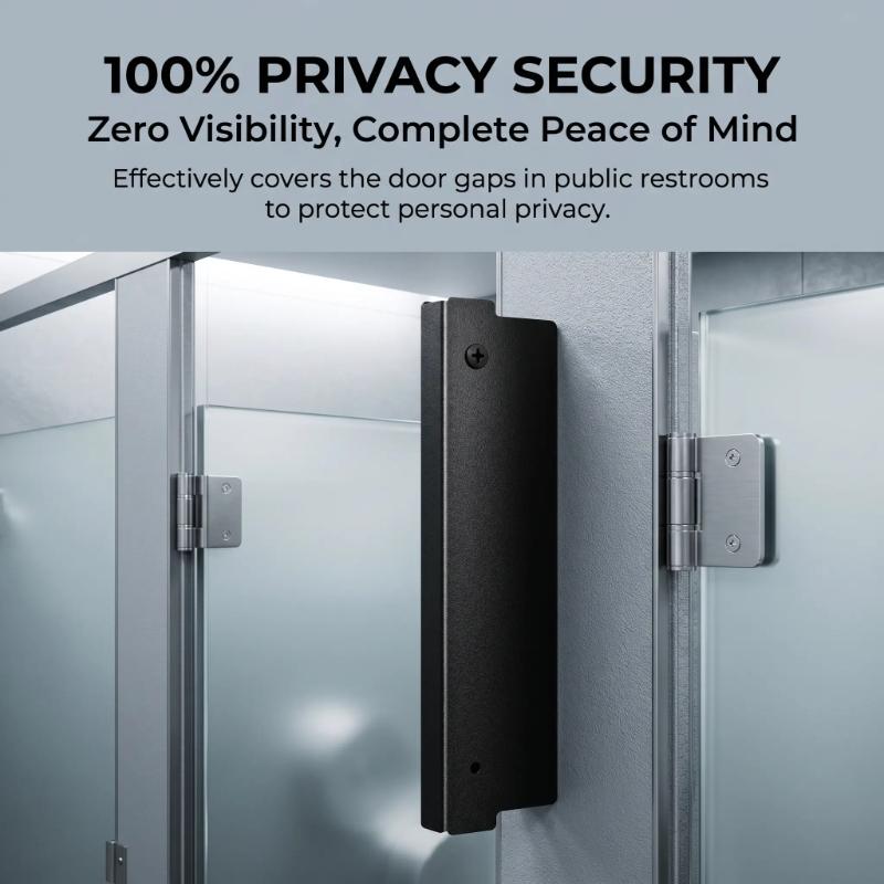 Restroom Partition Privacy Cover Black 17.3 x 3.7 in Plastic Filler with Mounting Holes and Screws, 4 Pack for Stall Openings and Divider Fitting