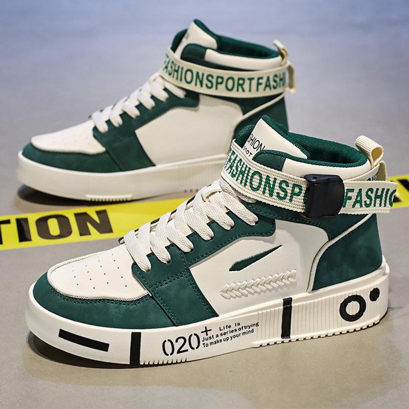 Men's High Top Vulcanized Shoes Fashion Buckle Platform Shoes Comfort Non-slip Wear-resistant Casual Sneakers Zapatos Para Mujer