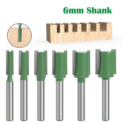 6 ks/sada 6mm stopkových jednoduchých dvojitých břitů rovných fréz pro zpracování dřeva