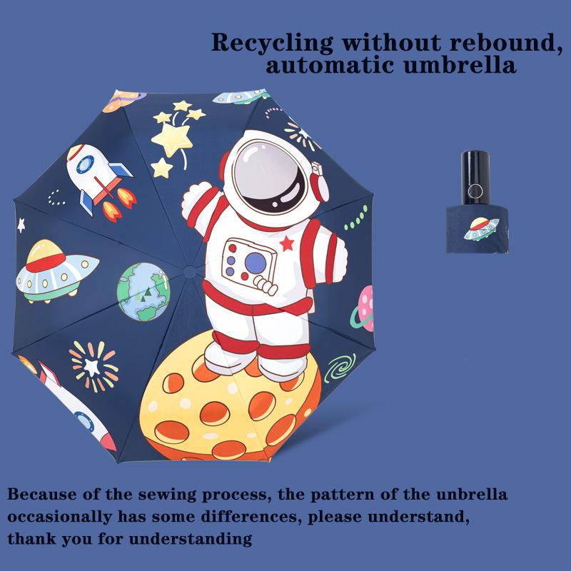 Sun Umbrellas ChildrenS Astronaut Dinosaur Anti Rebound Rain Umbrella WindproofUv Resistant Parasol Portable Folding Umbrella