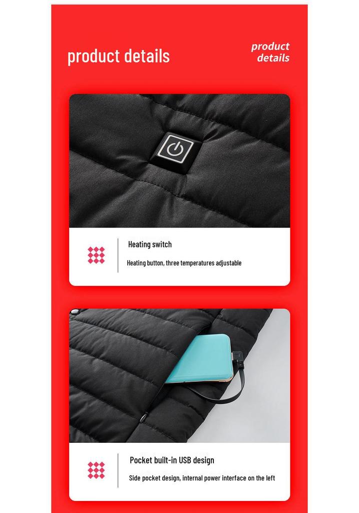 Smart Heated Vest - USB Charged Graphene Heating with Constant Temperature Cotton Gilet