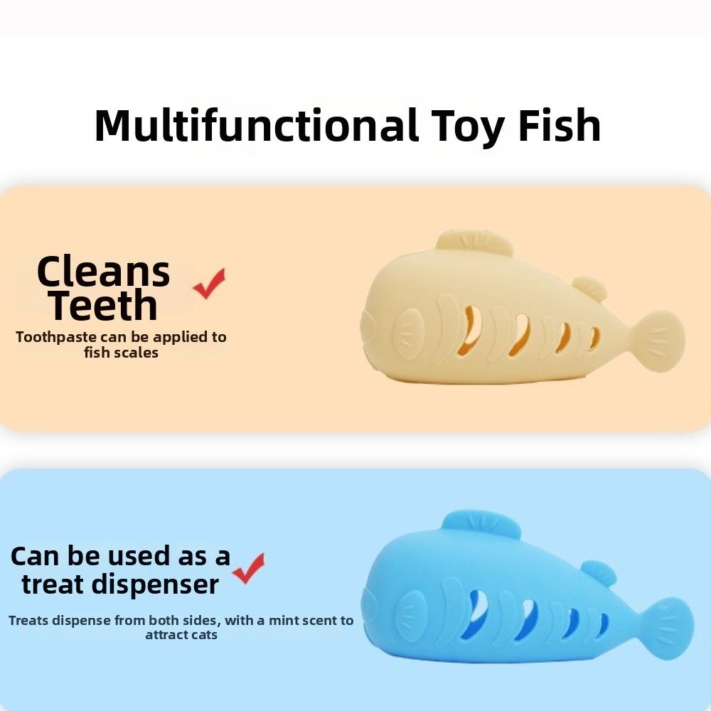 Soft Cat Chew Toy Silicone Pet Snack Dispenser Fish Shape Cat Leakage Toys  Relaxing
