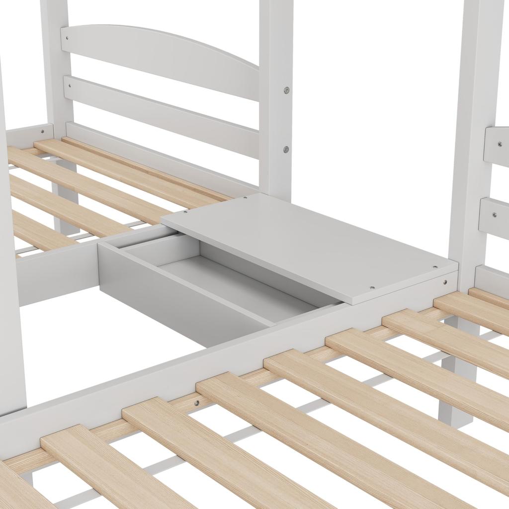 Etagenbett 90x200 3 Kinder EN747 zertifiziert Hochbett Holzbett Stauraumtreppe Jugendbett 3 Betten Lattenrost ohne Matratze Weiß