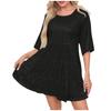 Ladies Fashion Color Loose Waist Short Sleeve Skirt Dress Party Sequin Dress