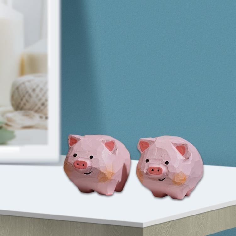 Adorable Wood Piggy Statues Perfect For Living Room Bedroom Or Study Decoration Piggy Sculptures