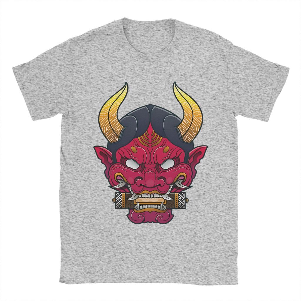 Hannya Mask  T Shirts for Men 100 Cotton Vintage TShirt O Neck  Tee Shirt Short Sleeve Clothes Plus Size