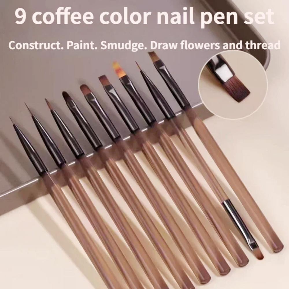 9PCS UV Gel DIY Painting Pen Nail Brush Liner Manicure Acrylic Drawing Brush for Nail Art Design Nails Tip Display Painting Tool