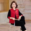 Elegant Velvet Suit Set for Middle-Aged and Elderly Women: Stylish Chinese Vest Jacket for Spring and Autumn