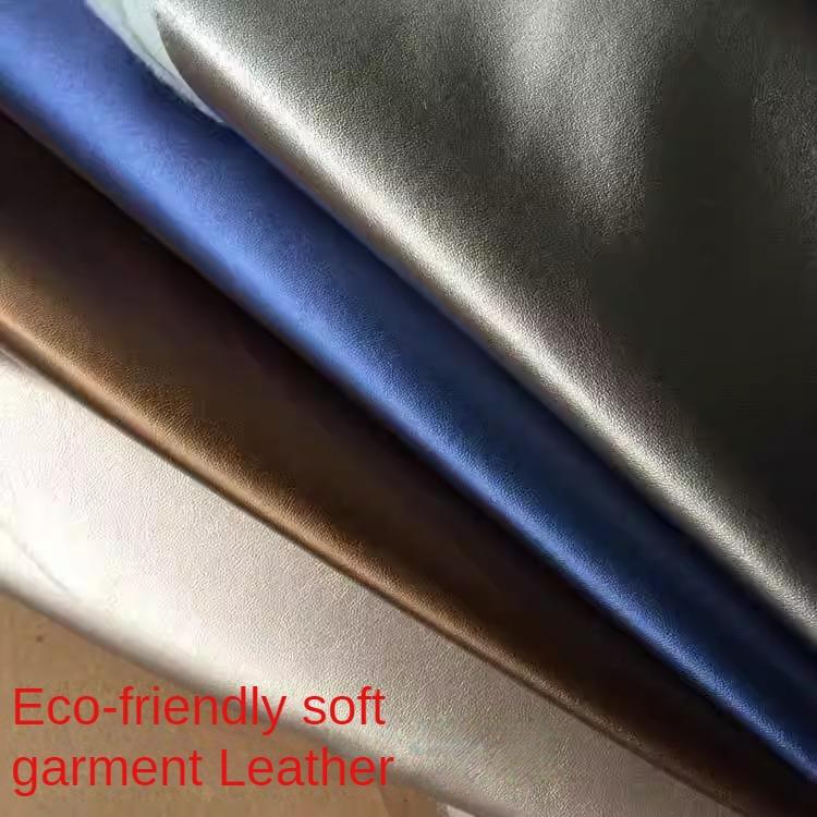 Soft Stretch PU Leather Fabric Sheepskin Pattern Upholstery By The Meter for Clothes Sofa Toy Bag Sewing Cloth Pearl Light Black