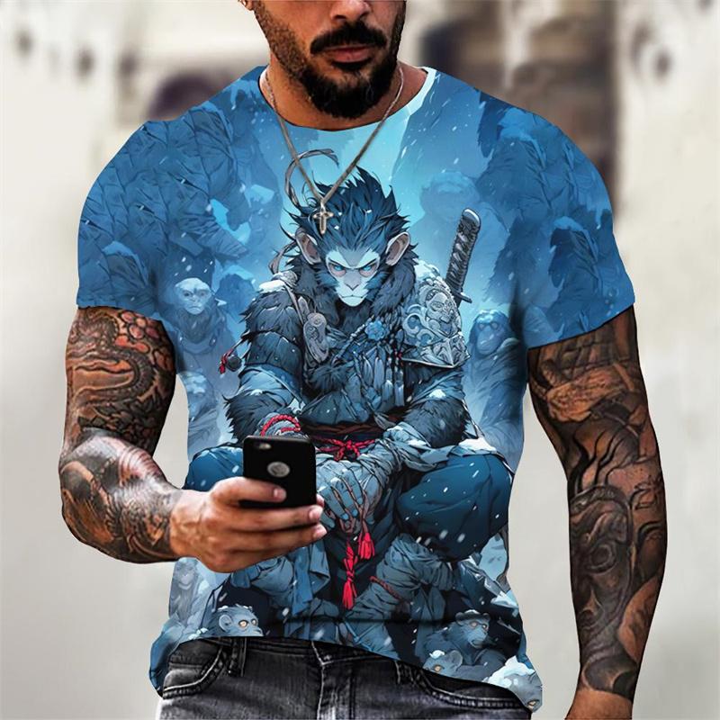 

Rabbit Tiger Pattern T-Shirt For Men Animal 3D Print T Shirts Summer Casual Fashion O-Neck Tops Oversized Short S
