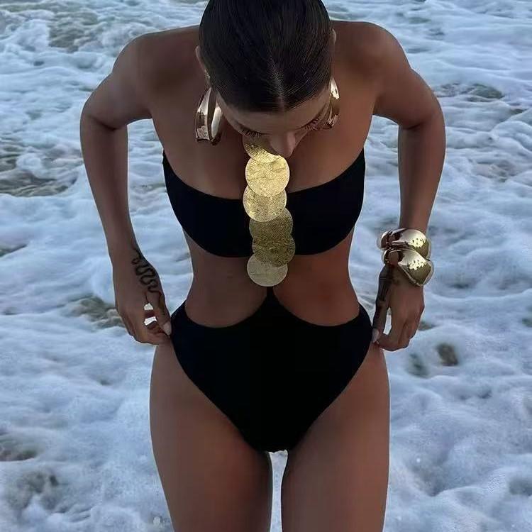 2026 Black Split Bikini Swimsuit Three-point Sexy Backless Strap Swimsuit