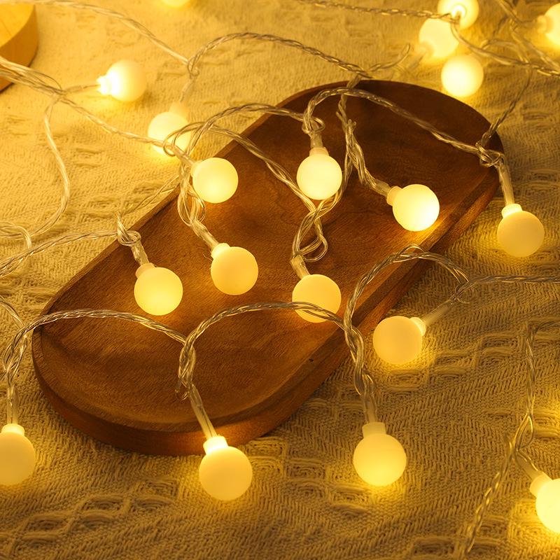 Outdoor LED White Ball String Lights for Camping, Awning, and Birthday Decorations