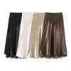 2026 European American Satin Lace Patchwork Slit Skirt
