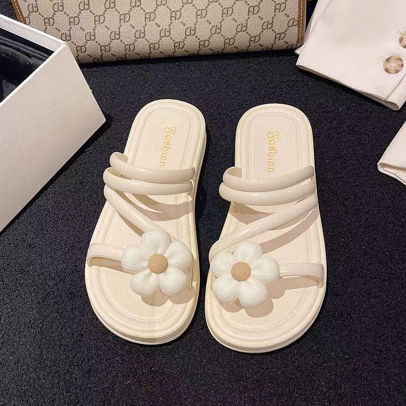 

Женские летние сандалии 2023 года: Милый цветочный дизайн, толстая подошва, универсальные для прогулок и пляжа 38-39 [Run small, order one size up] белый