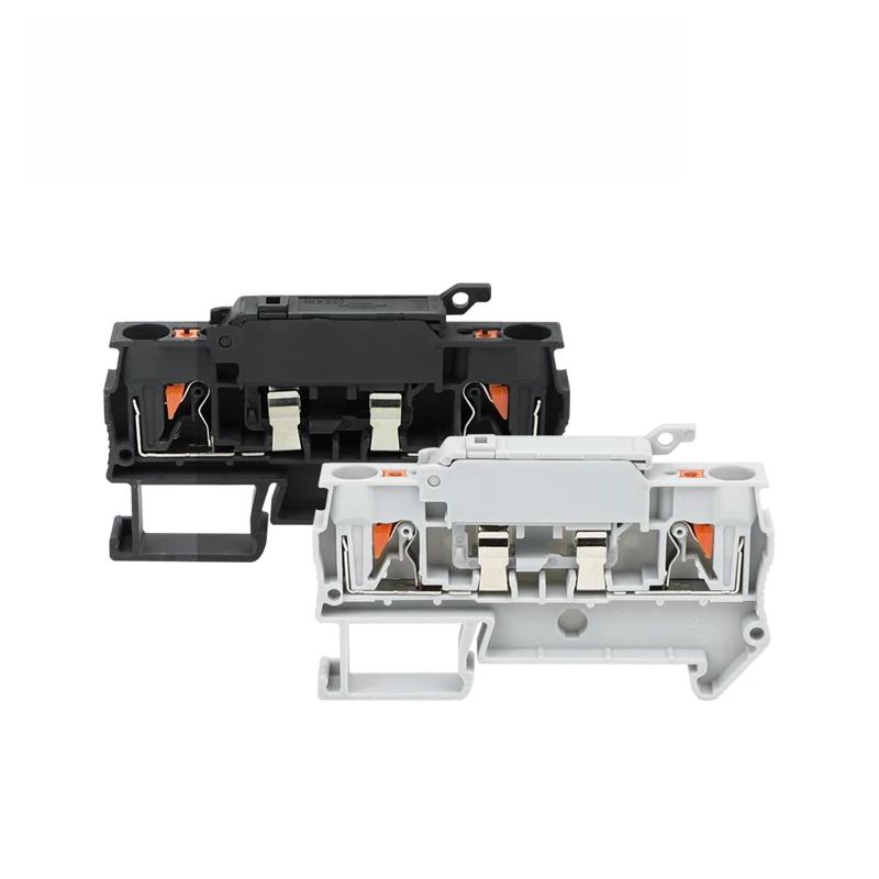 Fush Terminal Block 10Pcs PTC4-HESI Trennen Hebel Push-in Stecker Din Montieren Mit 5x2 0mm 0,5 A-10A Sicherung PTC 4-HESI