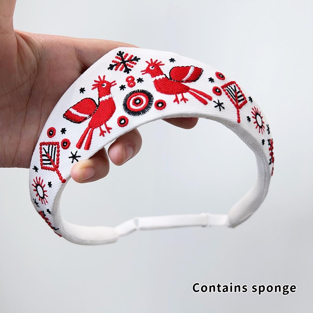 Fabric Horse-Shaped Embroidered Bird Headband For Women British Retro Hair Accessories For Girls Home Leisure Headwear Gift