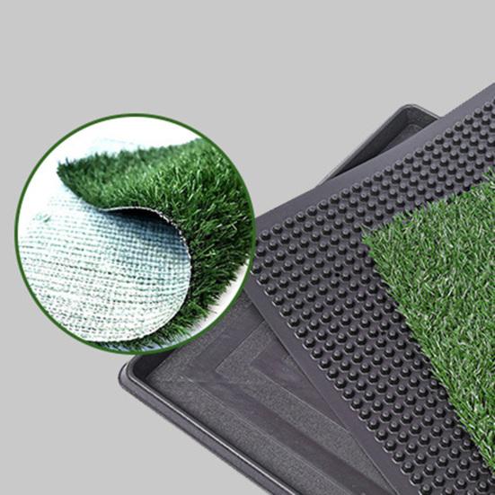 Artificial Grass Dog Pee Pad Fake Turf Pet Potty Pad with Tray Washable 3-Layer Reusable Puppy Training Mat for Indoor Outdoor Use Small Medium Dogs