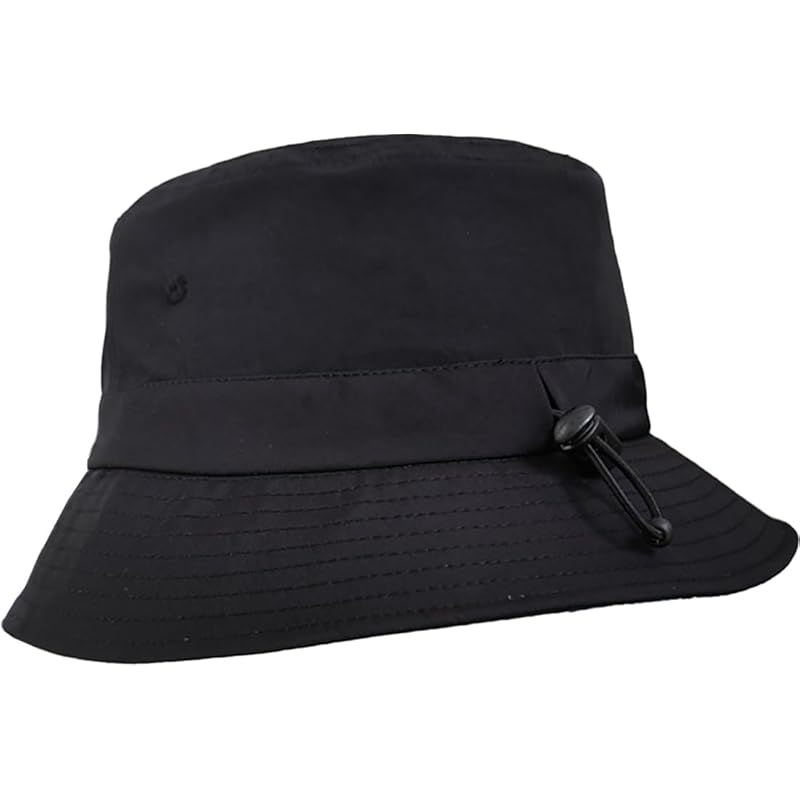 

[Spargel] big size bucket hat men s ladies polyester With chin strap spring summer autumn (Black, 3XL)
