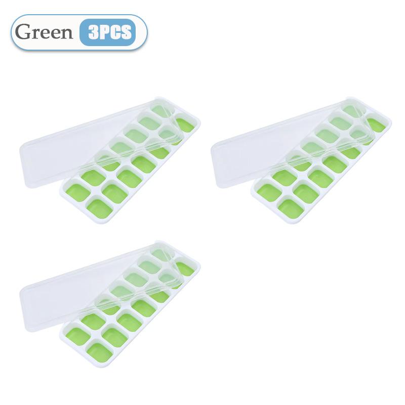 1-5PCS 6 Grid and 14 Grid Square Ice Cube Trays with Lids Silicone Soft Bottom Easy Release Mold for Homemade Ice