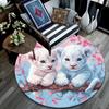 Lion Cubs Round Area Rug,Carpet Rug for Living Room Bedroom Sofa Playroom Decor,Non-slip Floor Mat