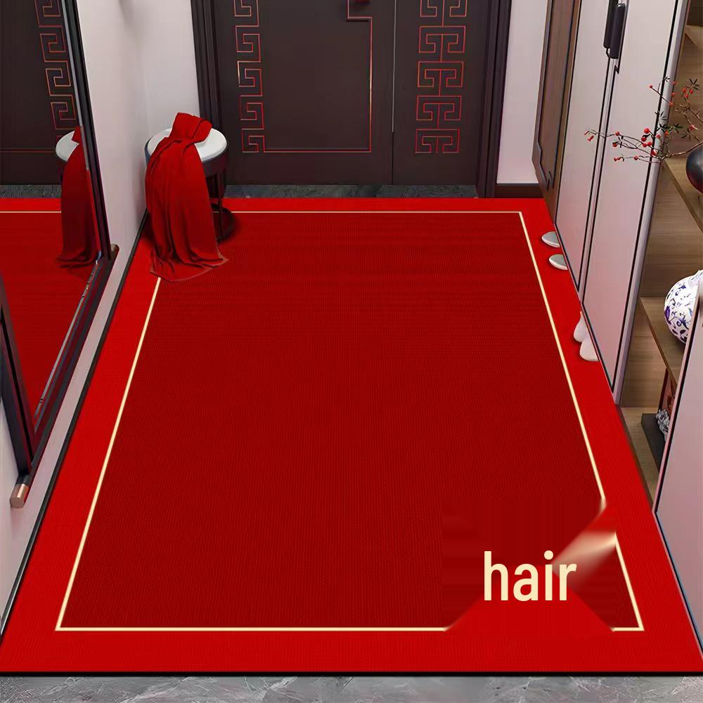 Red Festive Dirt-Resistant Non-Slip Water-Absorbent Doormat 50x80cm