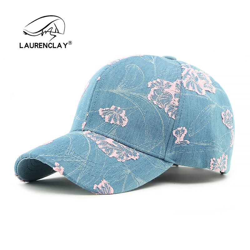 Hat women's new jacquard flower cap women's outdoor sunscreen sun hat denim hardtop baseball cap