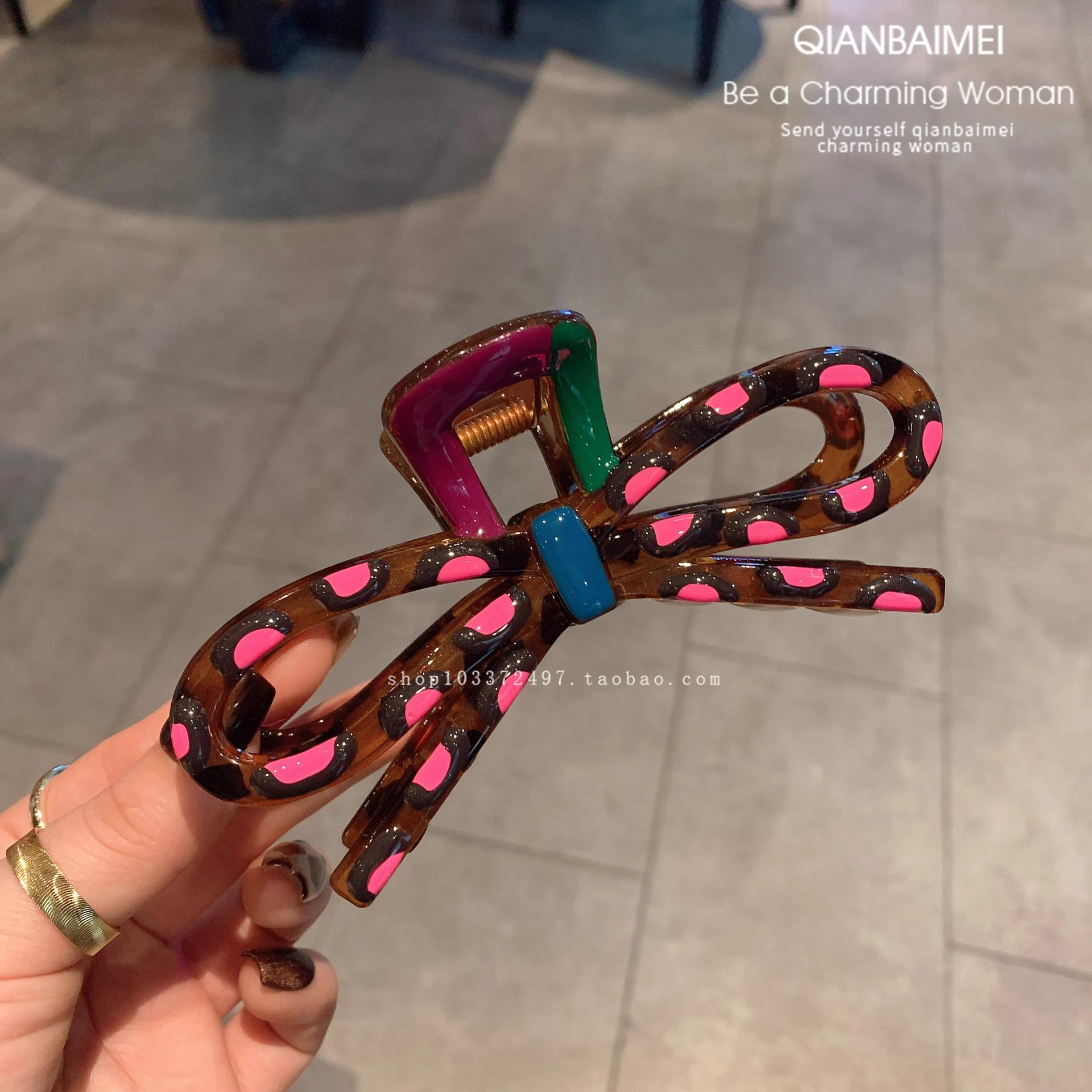 Korean Style Polka Dot Bow Shark Clip Hair Accessory for Women - 2025 New Collection