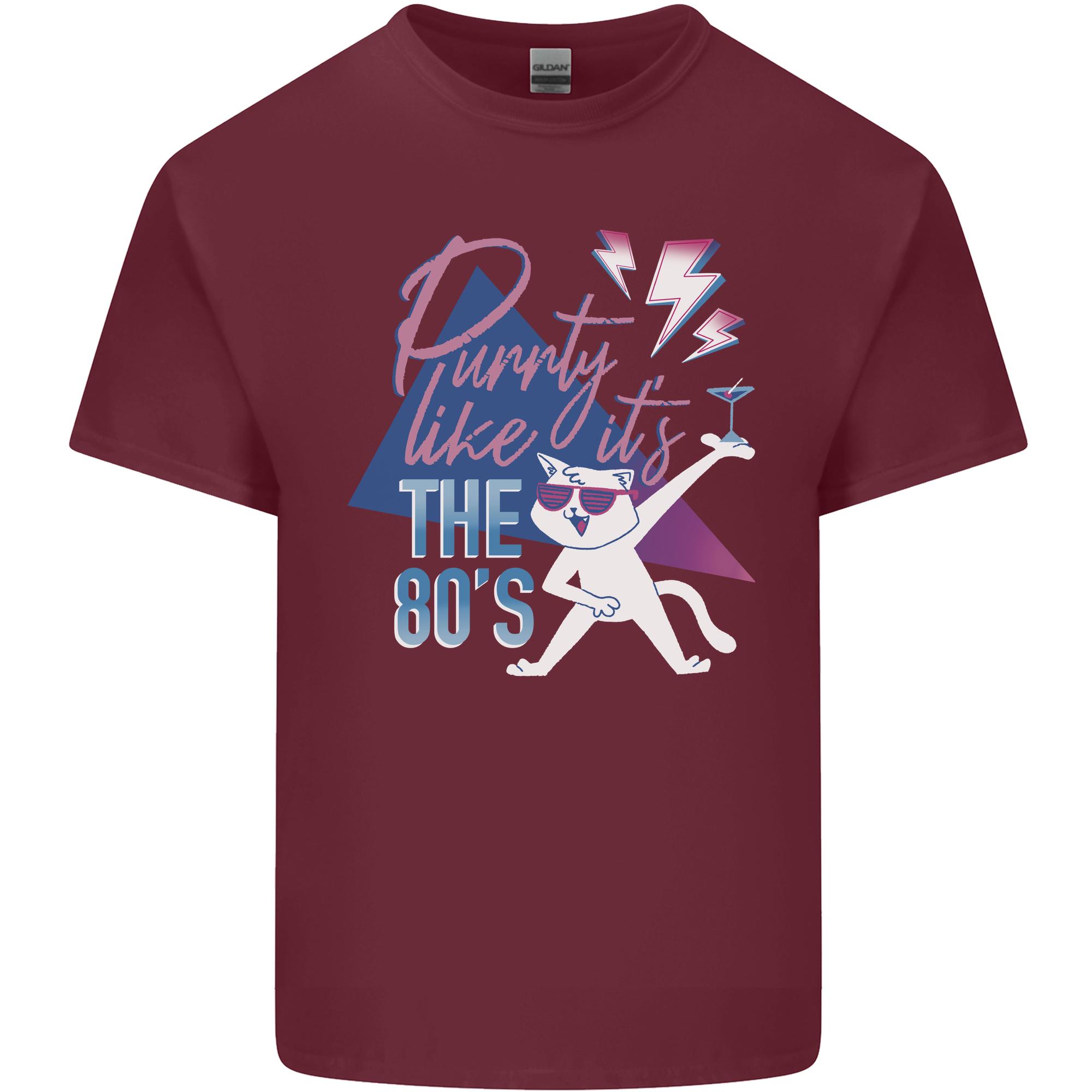 Cat Purrty Like Its the 80s Unisexs Light Cotton TShirt S