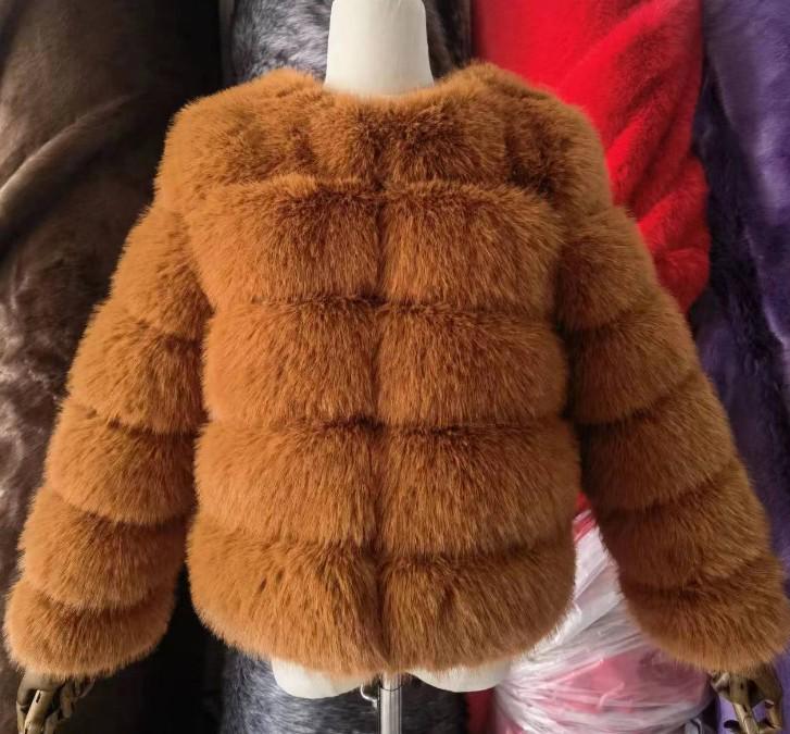 Kurzer Wintermantel aus Kunstfuchs für Damen - Europäischer & Amerikanischer Stil, Langärmelig