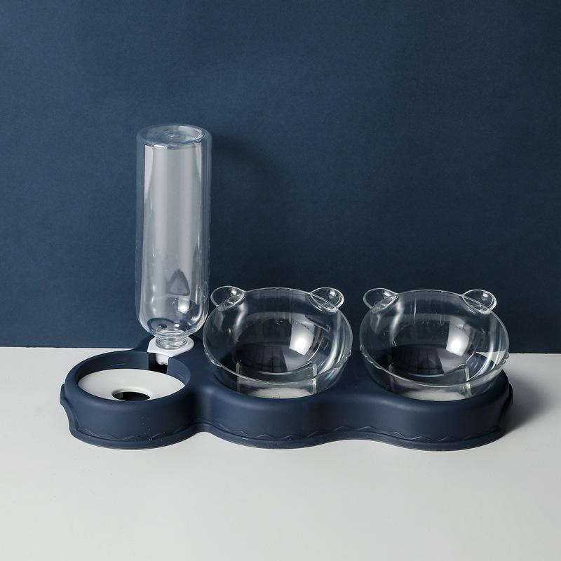 Pet Cat Bowl Automatic Feeder 3in1 Dog Cat Food Bowl With Water Fountain Double Bowl Drinking Raised Stand Dish Bowls For Cats