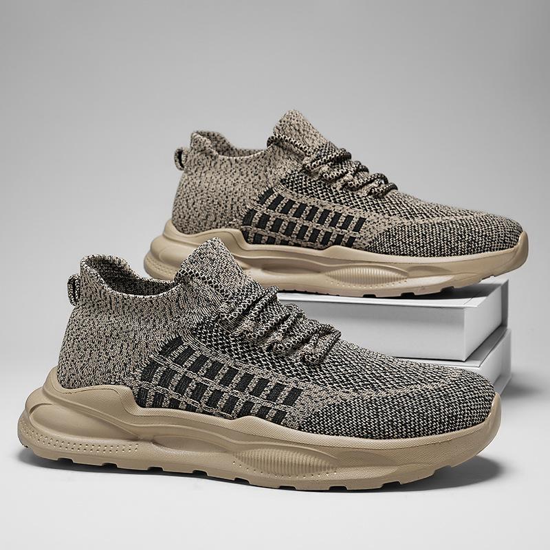 

2025 summer new flying woven shoes men s deodorant mesh breathable sports shoes soft sole lightweight casual shoes 39