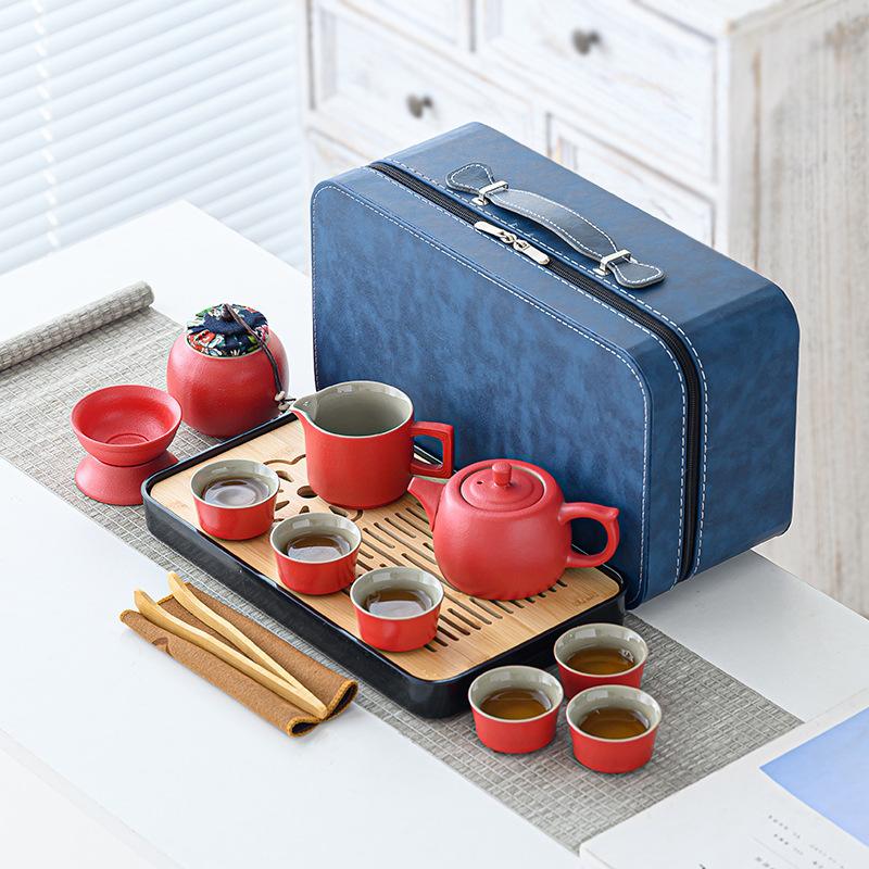 Travel Kung Fu Tea Set Small Set Household Japanese Tea Pot Ceramic Outdoor Tea Cup Festive Gift Engraving