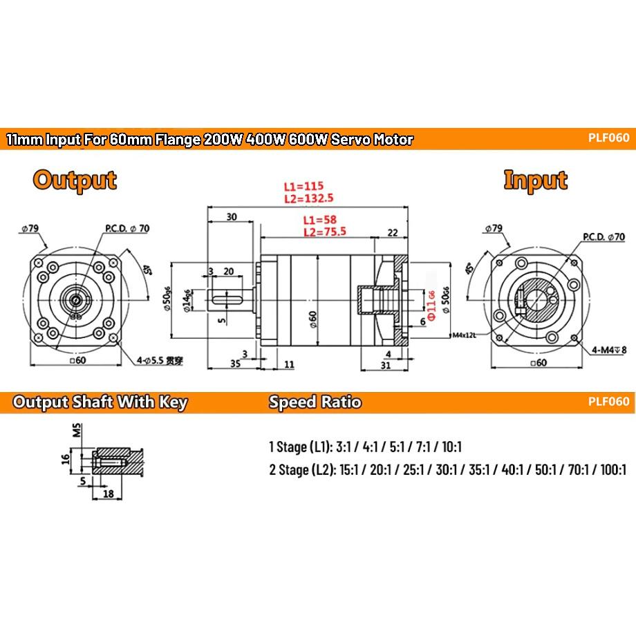 Nema23 Nema34 Planetary Gearbox Step-down Gearbox Motor Reducer Less 7 Arcmin for Stepper Motor 60/80/90 400W 750W Servo