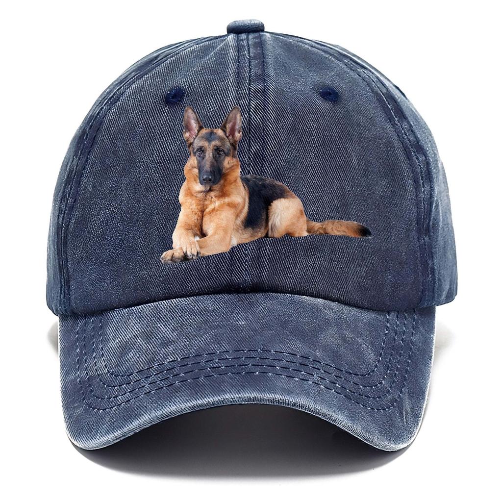 Modische Baumwoll-Baseballkappe mit Deutscher Schäferhund-Verzierung Klassische Verstellbare Mütze für Outdoor-Aktivitäten