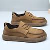 Mens Genuine Leather Casual Shoes Round Toe Low Heel Breathable Slip Resistant Fashion Dress