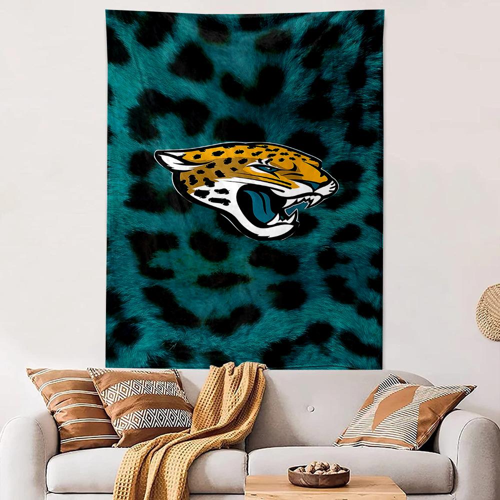 Tapestry Jacksonville Jaguars Jaguar Head Logo Teal Fur Wall Hanging NFL Fan Dorm Decor Gift