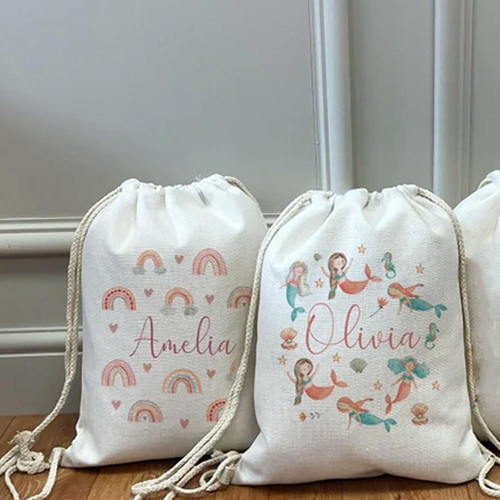 Personalized Goodie Bag Drawstring Backpack Kids Gym Swimming Bag Birthday Baby Shower Party Kindergarten Gift Back To School