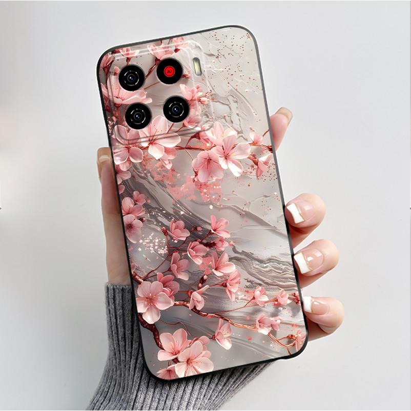 Printing Pattern Case For ZTE Blade A56 Z2473 Nubia A56 Soft Silicone Black Shell Cover For Blade A56 Pro Cute Flower Casing