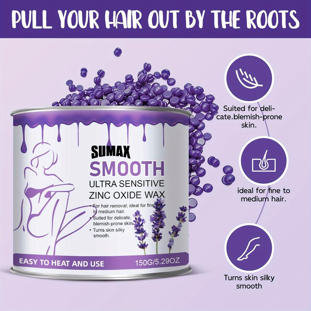 Lavender Scented Hair Removal Wax Beans - Alcohol-free, Painless and Gentle, Suitable for All Skin Types, Ideal for Face, Bikini Area