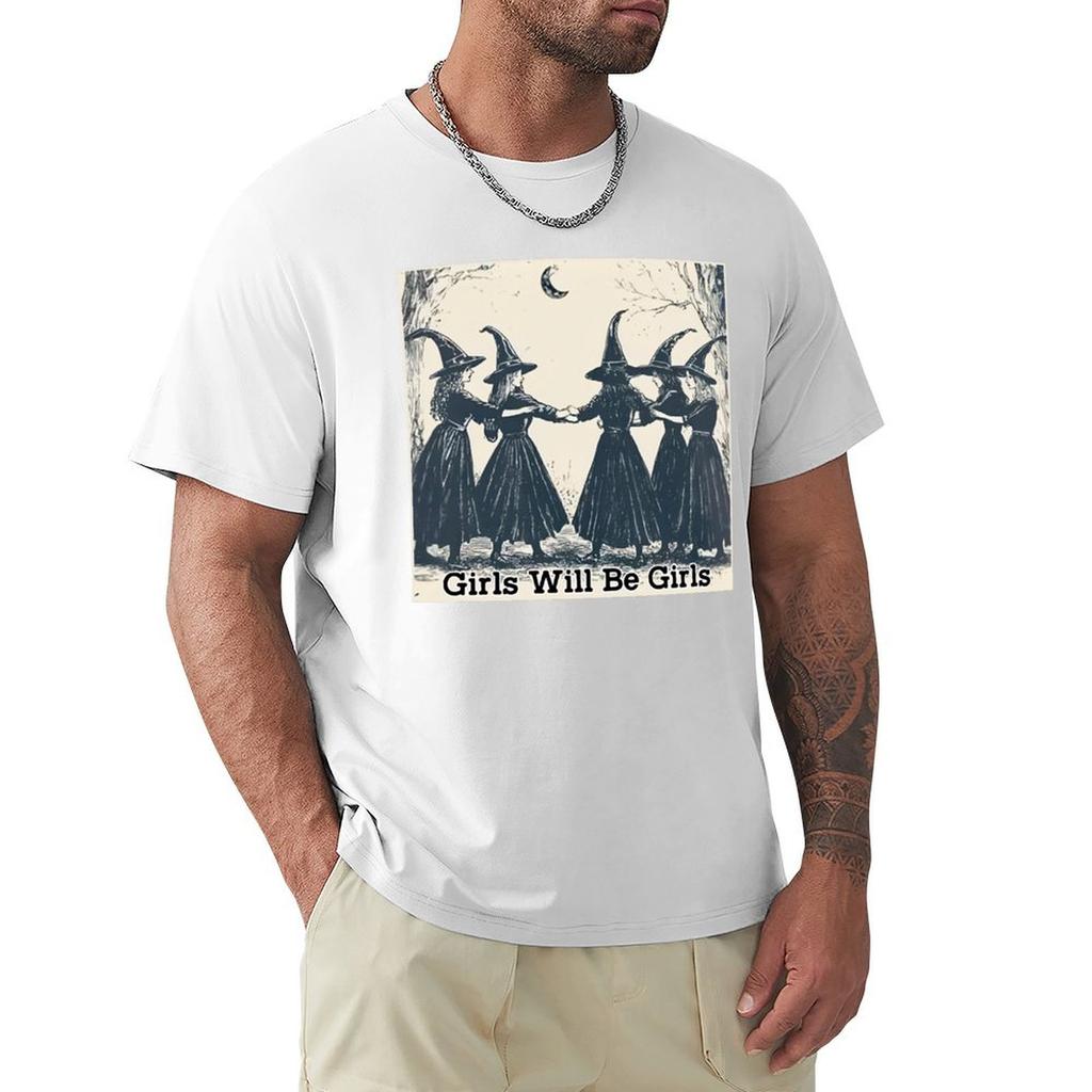 Girls Will Be Girls Witch Halloween Witchy Vibes Tshirt Halloween Theme Tshirt