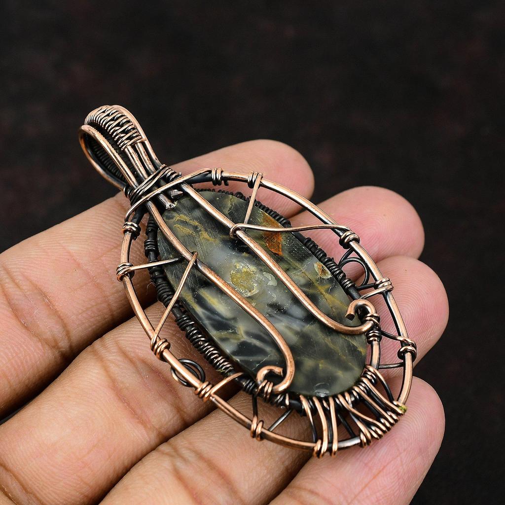 Tree Of Life Picasso Jasper Copper Pendant Gemstone Copper Jewelry Copper Wire Wrapped Pendant Picasso Jasper Jewelry Handmade Women Pendant