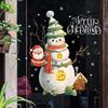 1 Pcs Christmas Window Glass Sticker Cartoon Snowman Pattern Home Living Room Wall Holiday Self-adhesive Decoration Accessories