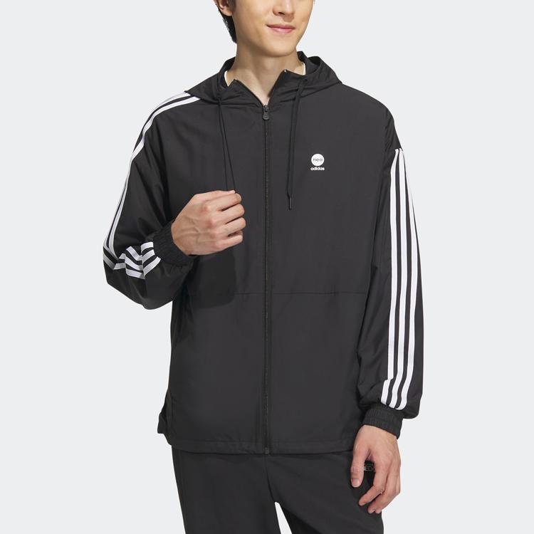 Adidas Neo Essentials Windbreaker With Three Stripes Unisex Jackets Black IA4962
