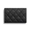 Chanel Classic Gold Buckle Flap Quilted Grainy Leather Wallet Women Wallet Black AP0214-Y01864-C3906