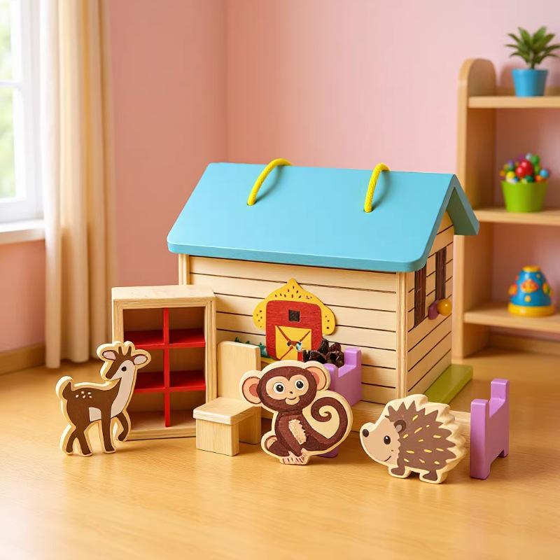 

Realistic Wooden Animal Playhouse DIY Toy for Kids Yunhe