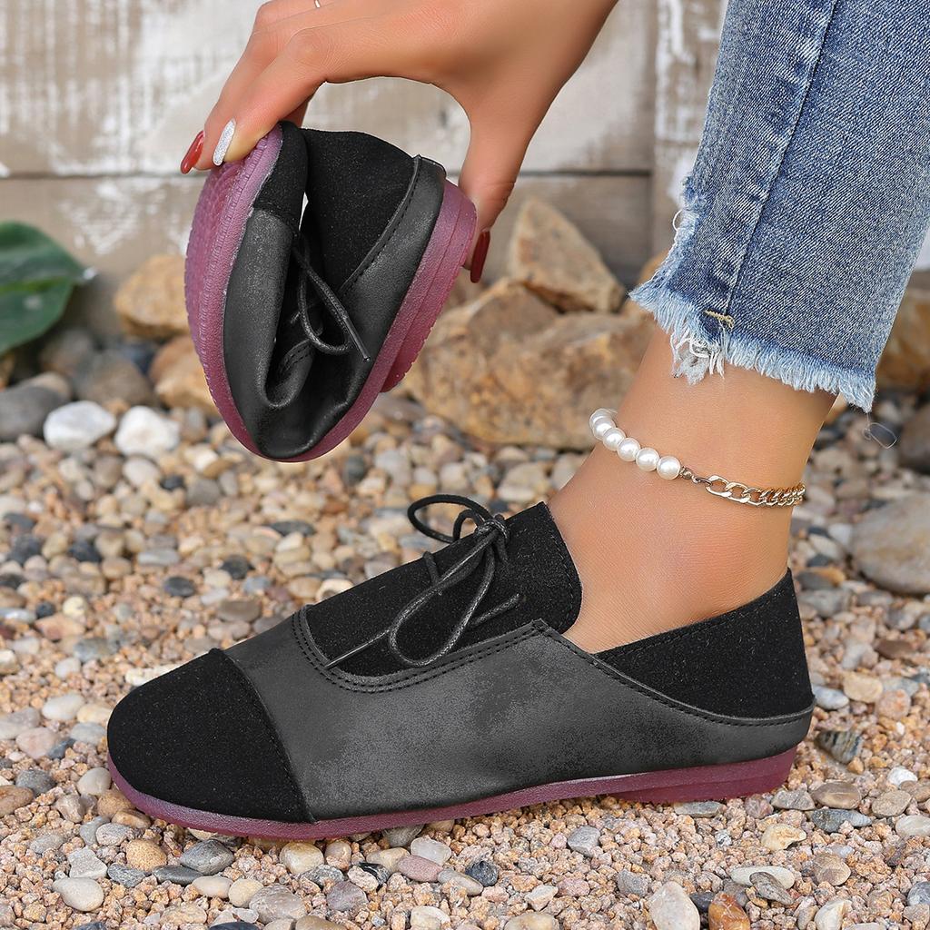 Balerini de damă stil vintage mărimi mari pantofi casual de damă comozi balerini plați pantofi retro cu gleznă joasă cu șireturi